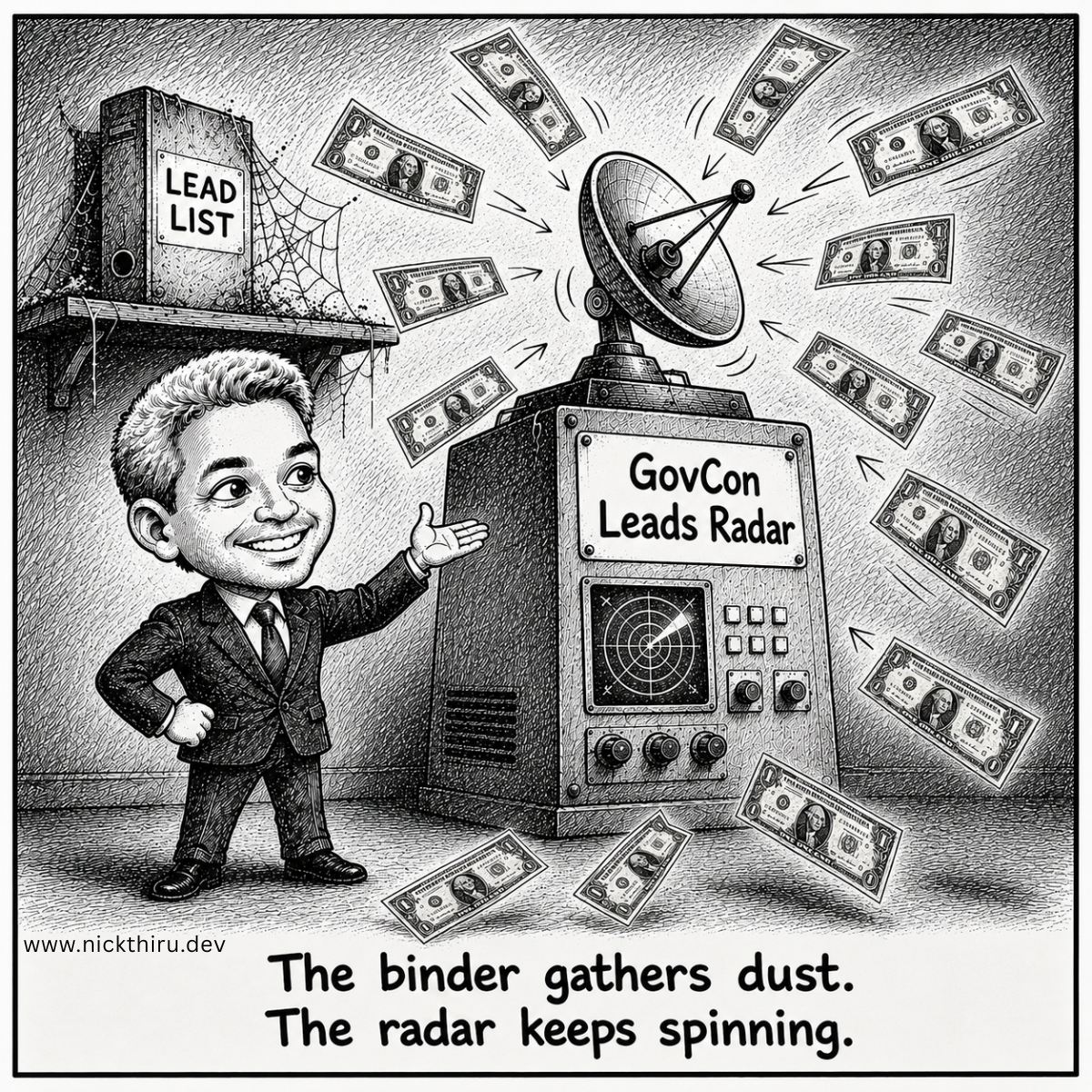 Illustration for GovCon Leads Radar — Building a radar, not another lead list